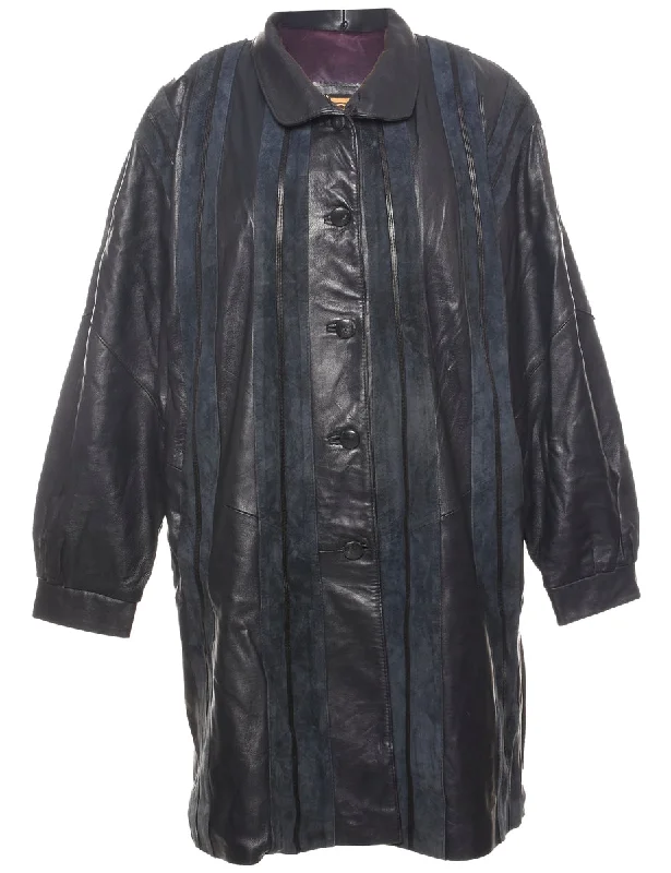 Weekend Offers You Can't Ignore Single Breasted Leather & Suede Trim Jacket - XXL