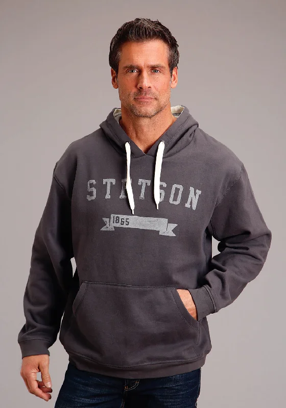 Weekend Deal Stetson Mens Dark Grey Poly/Cotton 1865 Banner Hoodie