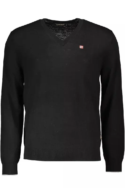 Don't Delay Napapijri Elegant V-Neck Wool Men's Sweater