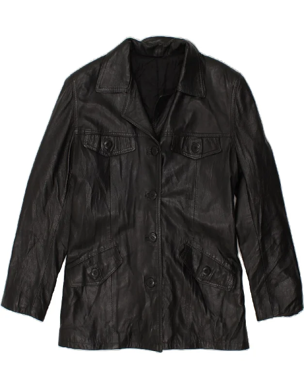 Super Savings VINTAGE Womens Leather Jacket IT 44 Medium Black Leather