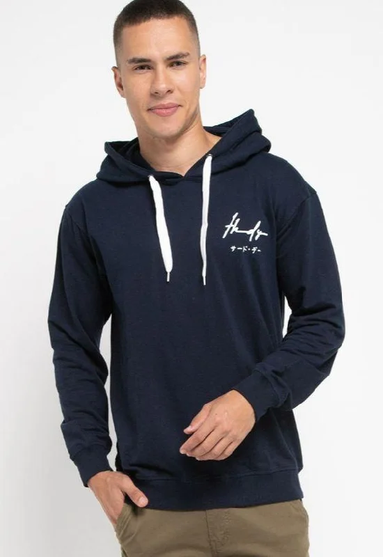 Year-End Deals Third Day MO191 Hoodies Casual Pria Dakir Thdy Sign Navy