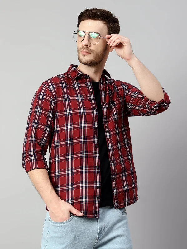 Weekend Savings Extravaganza Men's Maroon Casual Big Checks Full Sleeve Shirt