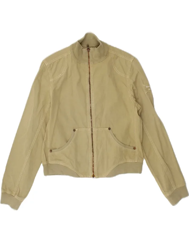 Weekend Discounts to Grab CHAMPION Womens Bomber Jacket UK 14 Medium Khaki Cotton