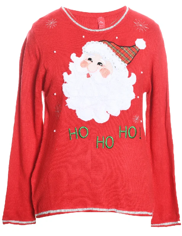 Weekend Savings Extravaganza Santa Claus Design Red Knit Christmas Jumper - M