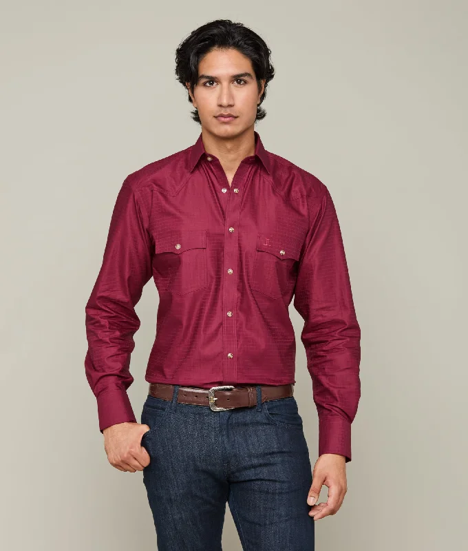 Markdown Sale Square Dobby Shirt :: Burgundy