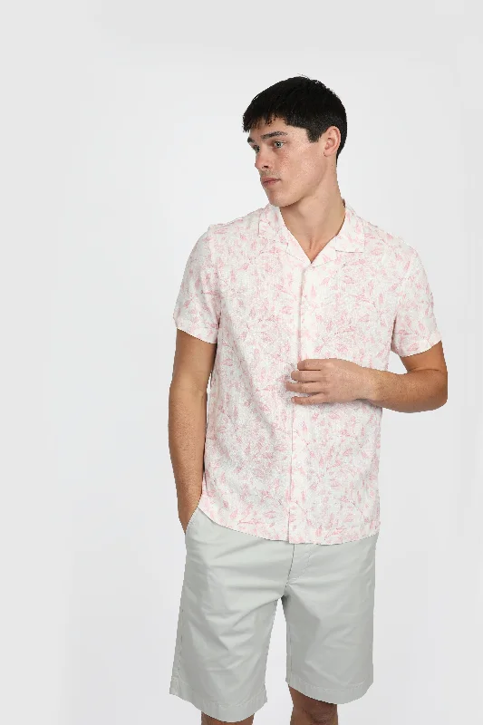 Great Deal Relaxed Fit Floret Cuban Collar Shirt