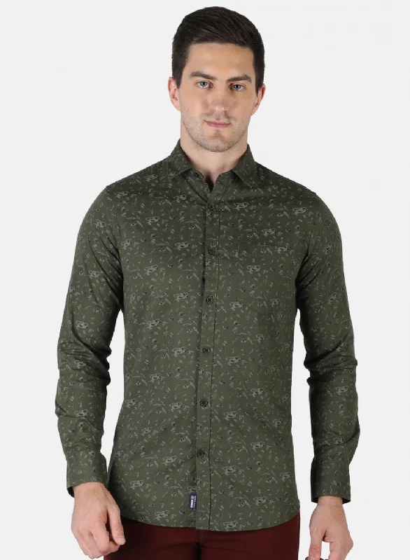 Flash Sale Men Olive Printed Shirt
