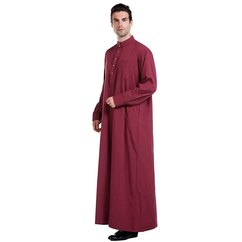 Price Drop Islamic Muslim Clothing Men Thawb Stand-up Collar Thobe