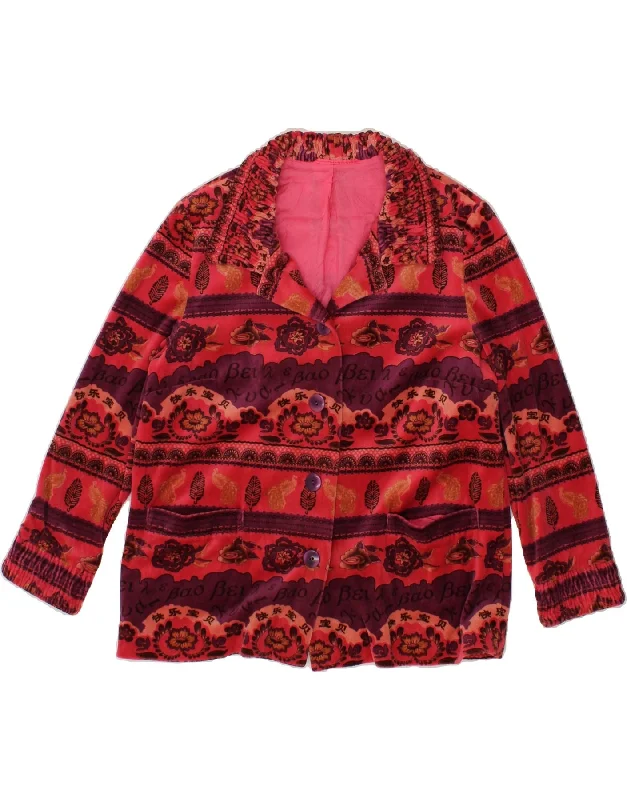 Flash Deal VINTAGE Womens 4 Button Blazer Jacket UK 12 Medium Red Floral