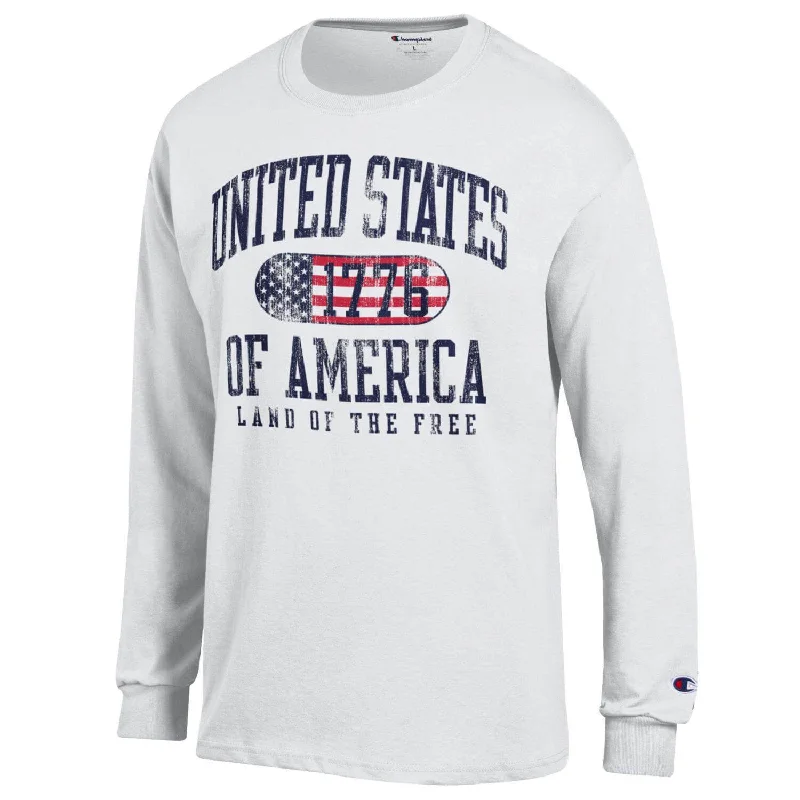 Instant Savings Men's Champion Land of the Free 1776 Long Sleeve T-Shirt