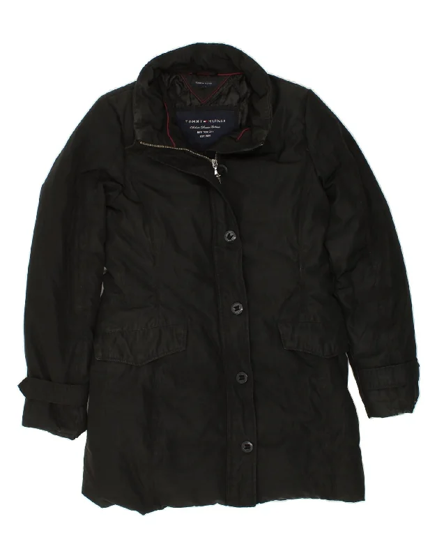 Price Slash TOMMY HILFIGER Womens Padded Coat UK 14 Medium Black Polyester