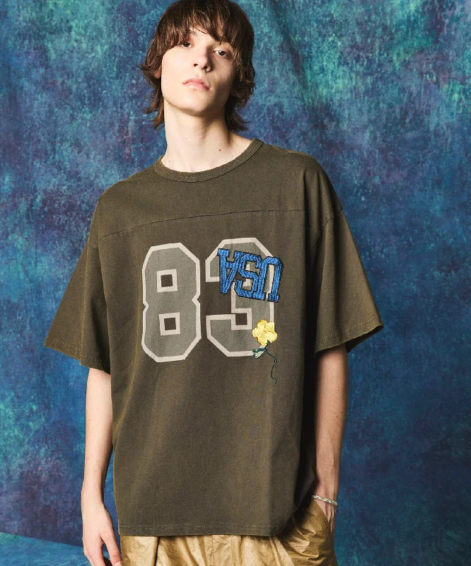 Unmissable Sale Numbering USA Embroidery Prime-Over Football Crew Neck T-shirt