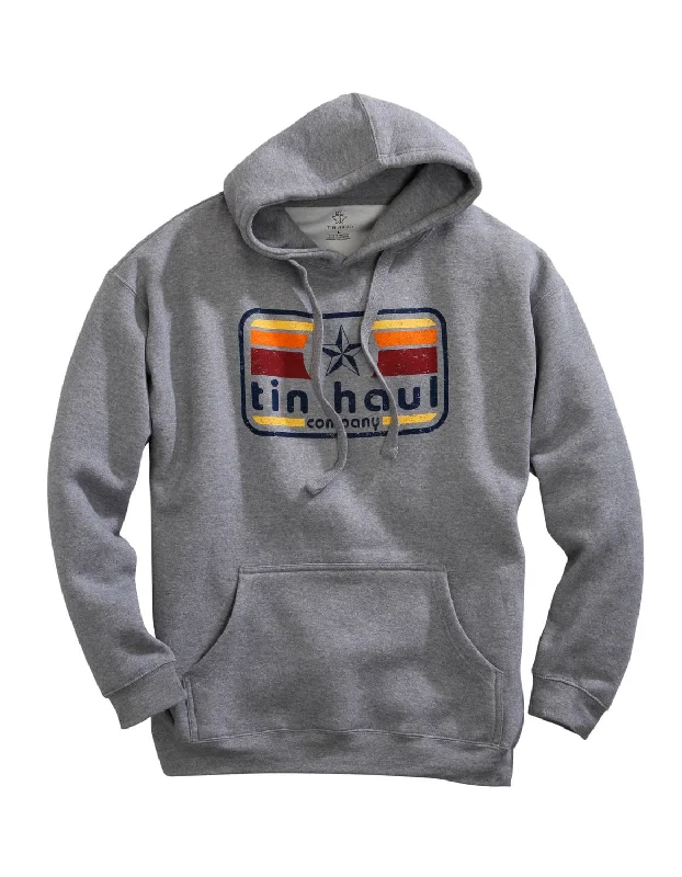 Early Bird Tin Haul Mens Grey Cotton Blend Stars and Stripes Retro Hoodie