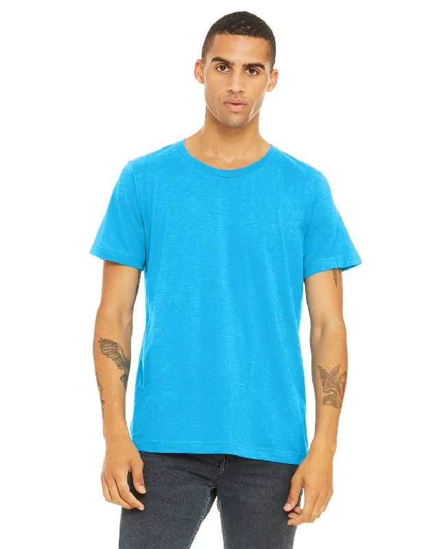 Crazy Deal Bella+Canvas Mens Poly-Cotton Short Sleeve T-Shirt | Neon Blue