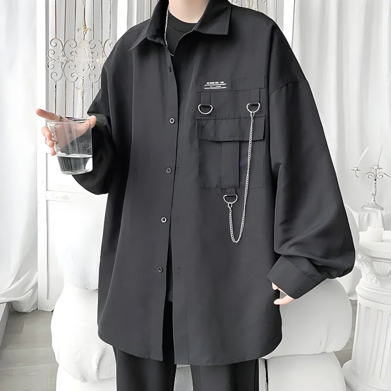 Cash Savings Chain Detailed Long Sleeve Shirt