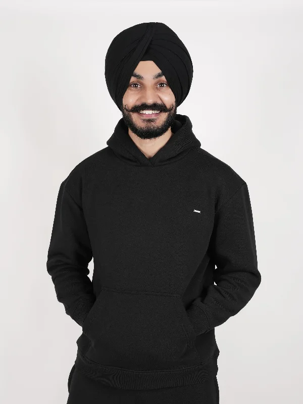 Low Price Jet Black Oversized Hoodie