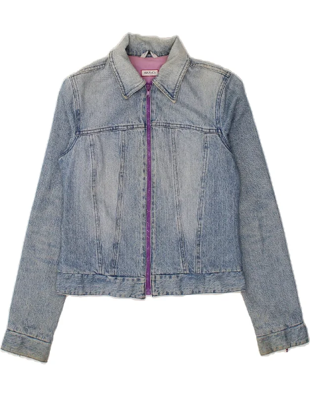 Steal Deal MAX&CO. Womens Crop Denim Jacket UK 10 Small  Blue Cotton