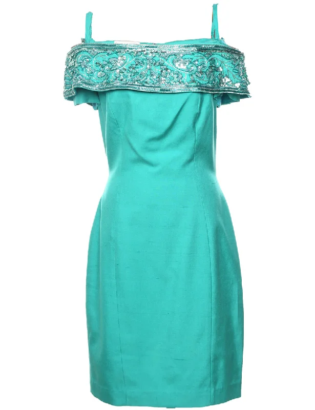 Early Bird Silk Beaded Evening Dress - M