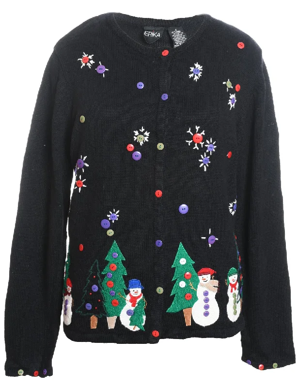 Deep Savings Snowman Christmas Cardigan - S