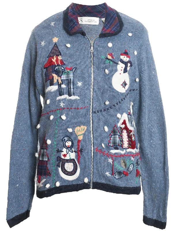 Weekend Bargains to Sizzle Snowman Christmas Cardigan - M