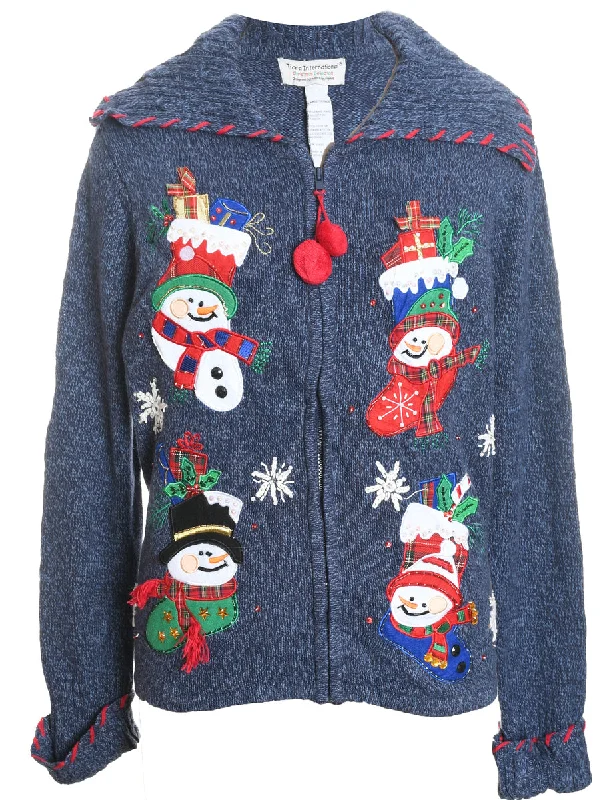 Weekend Deals That Dazzle Snowman Christmas Cardigan - L