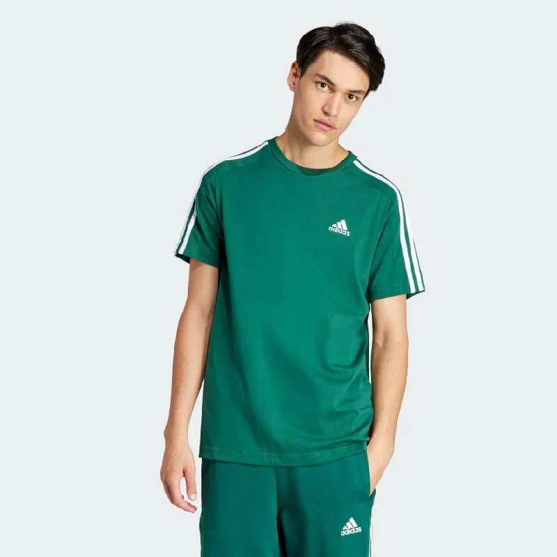 Weekend Savings Delight ADIDAS MEN'S ESSENTIALS 3-STRIPES GREEN TEE