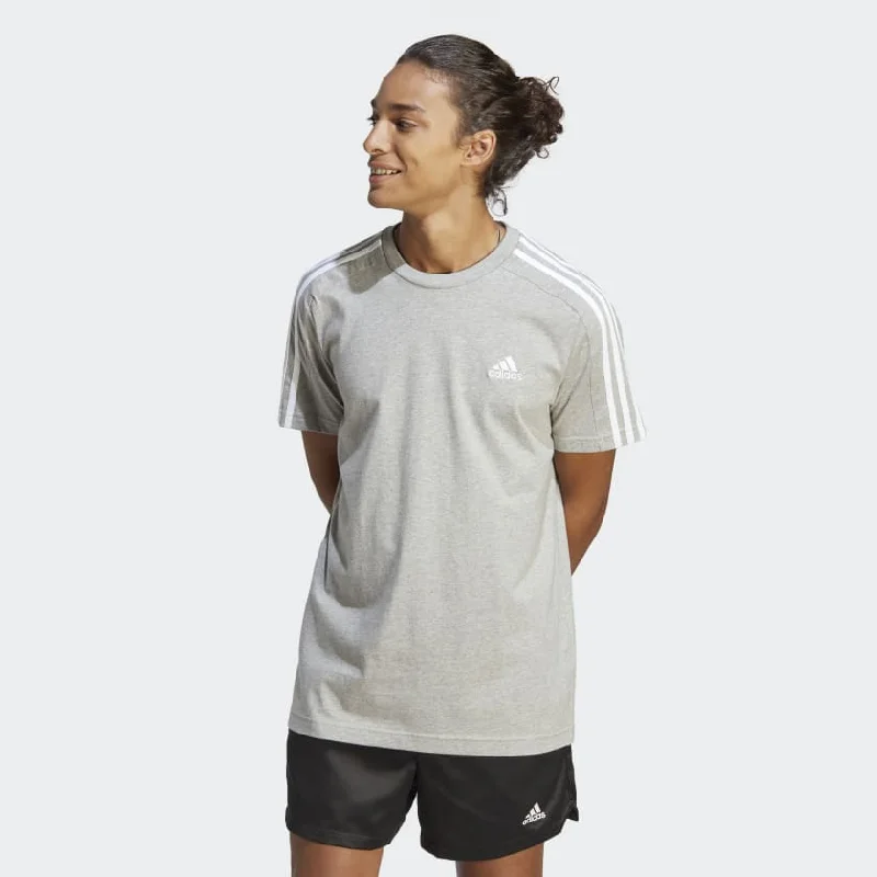 Weekend Offers That Please ADIDAS MEN'S ESSENTIALS SINGLE JERSEY 3-STRIPES GREY TEE