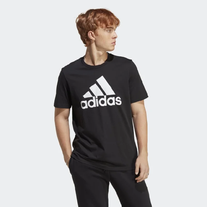 Weekend Discounts to Enjoy ADIDAS MEN'S ESSENTIALS SINGLE JERSEY BIG LOGO BLACK TEE
