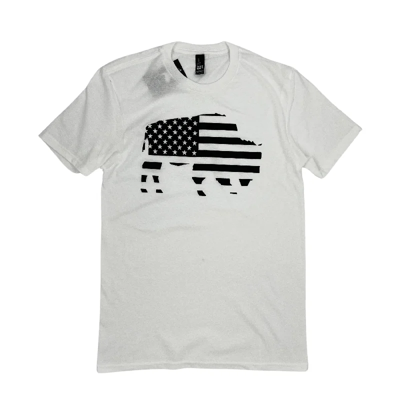 Weekend Bargains to Grab American Flag in Buffalo White Short Sleeve Shirt