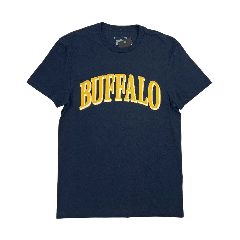 Year-End Sale Buffalo Collegiate Style Navy & Gold Short Sleeve Shirt