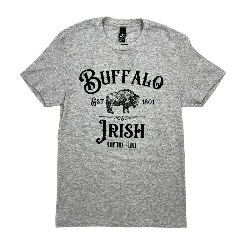 Now or Never Buffalo Irish Est 1801 Gray Short Sleeve Shirt
