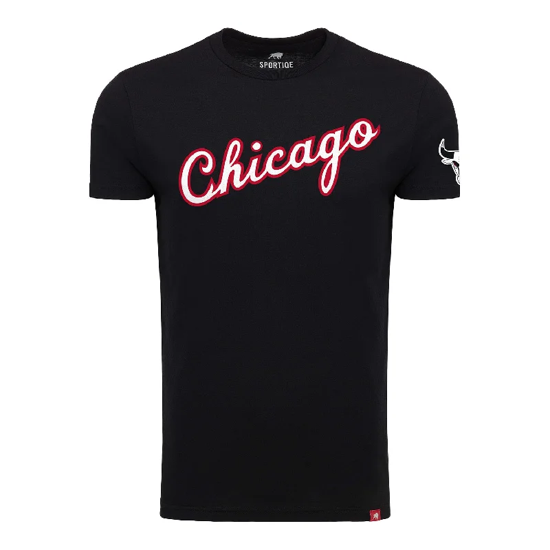 Celebrate the Weekend with Discounts Chicago Bulls Sportiqe Script Black Comfy T-Shirt