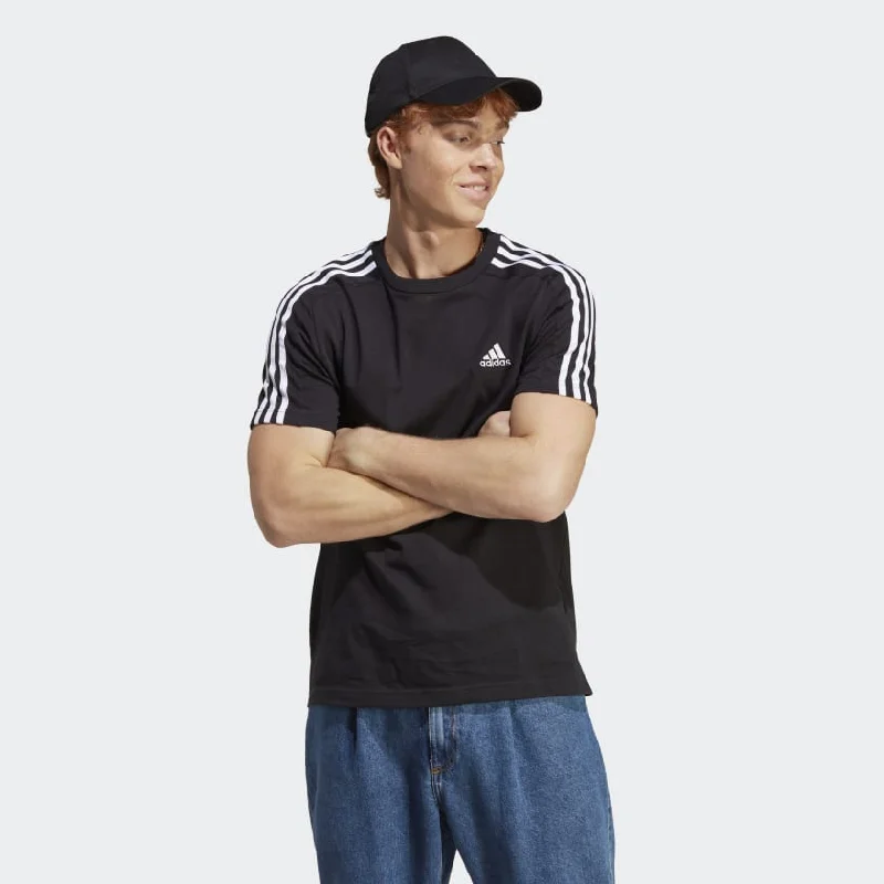 Weekend Savings Fiesta ADIDAS MEN'S ESSENTIALS SINGLE JERSEY 3-STRIPES BLACK TEE