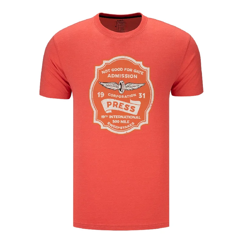 Shop and Save Indianapolis Motor Speedway Press Pass Recycled Soft T-Shirt