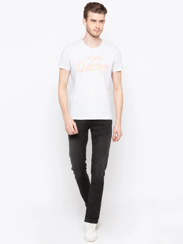 Today's Deal Spykar Men Grey Cotton Printed Half Sleeve T-Shirt