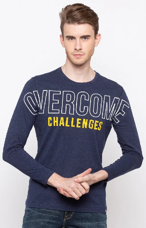 Sale Event Spykar Men Navy Blue Cotton Printed Half Sleeve T-Shirt