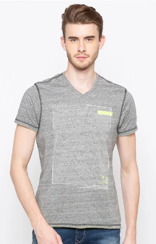 Now or Never Spykar Men Black Cotton Printed Half Sleeve T-Shirt