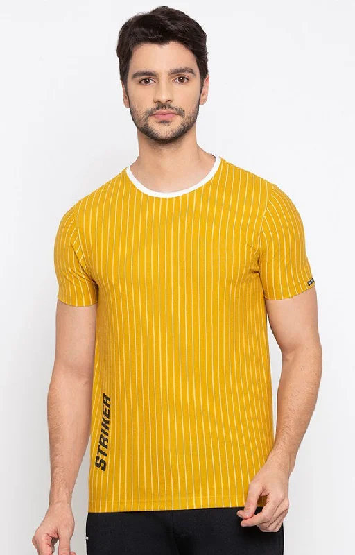 Weekend Discounts to Snag Spykar Yellow Cotton Slim Fit T-Shirt For Men