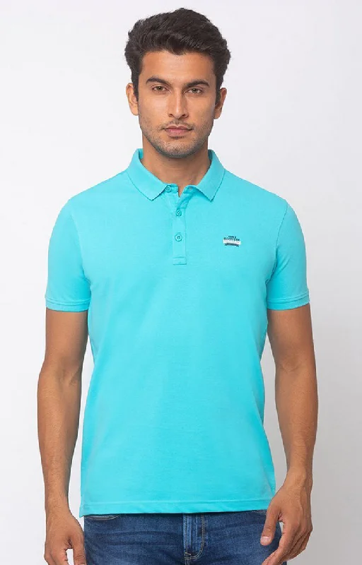 Weekend Discounts to Delight Spykar Blue Cotton Slim Fit T-Shirt For Men
