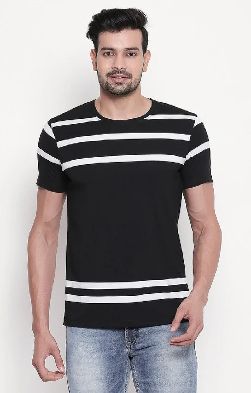 Weekend Savings Spectacular Spykar Black Cotton Regular Fit T-Shirt For Men