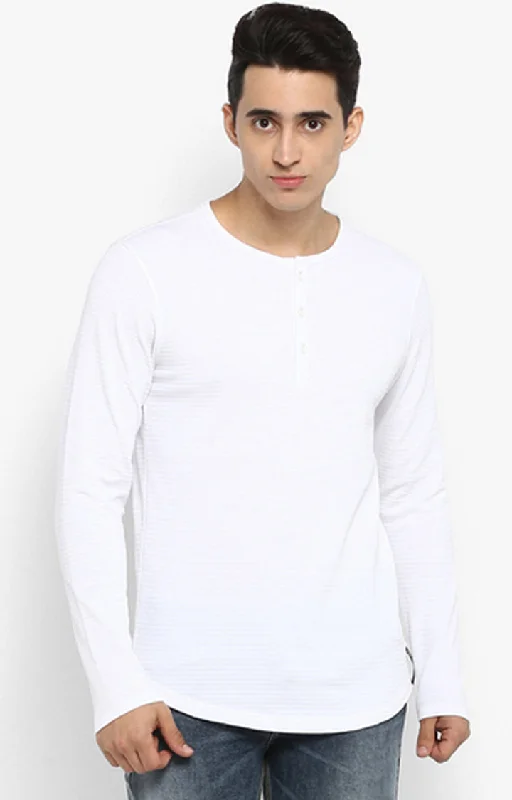 Act Fast Spykar Men White Cotton Full Sleeve T-Shirt