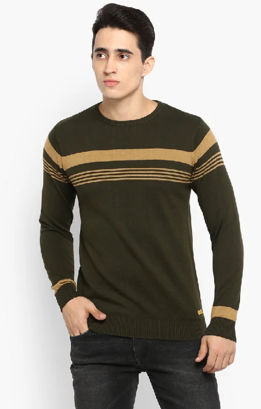The Best Deal Spykar Men Green Cotton Printed Full Sleeve T-Shirt