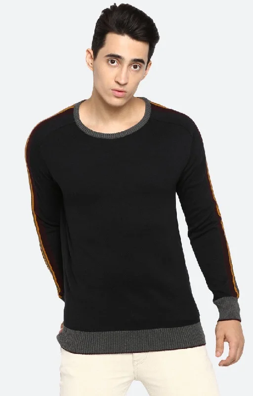 Closeout Deal Spykar Men Black Cotton Slim Fit Round Neck T-Shirt