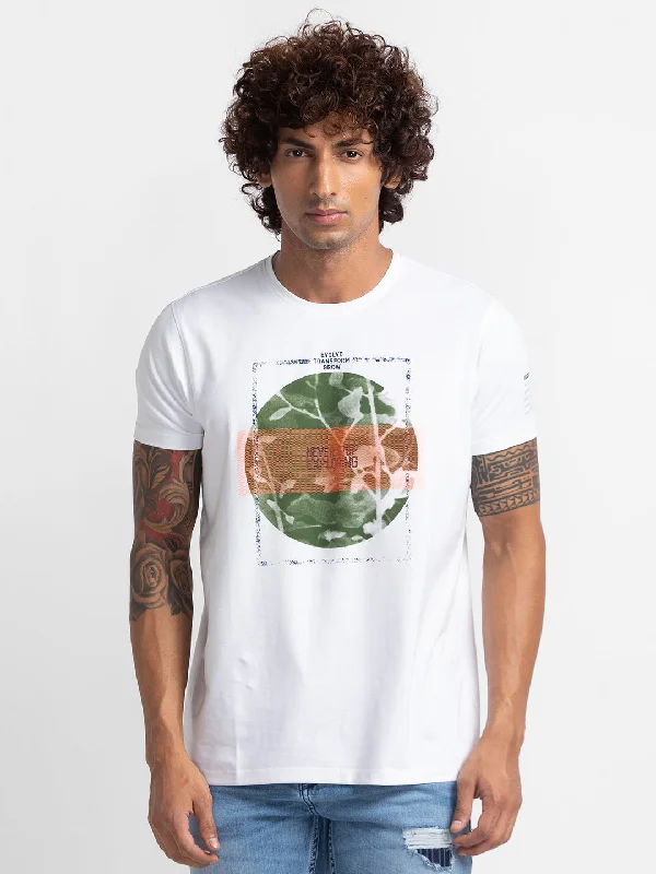 Weekend Bargains to Indulge In Spykar Ecru Cotton Half Sleeve Printed Casual T-Shirt For Men Weekend Bargains to Indulge In Spykar Ecru Cotton Half Sleeve Printed Casual T-Shirt For Men