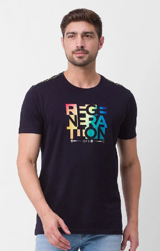 Weekend Deals to Brighten Your Day Spykar Navy Blue Cotton Half Sleeve Printed Casual T-Shirt For Men Weekend Deals to Brighten Your Day Spykar Navy Blue Cotton Half Sleeve Printed Casual T-Shirt For Men