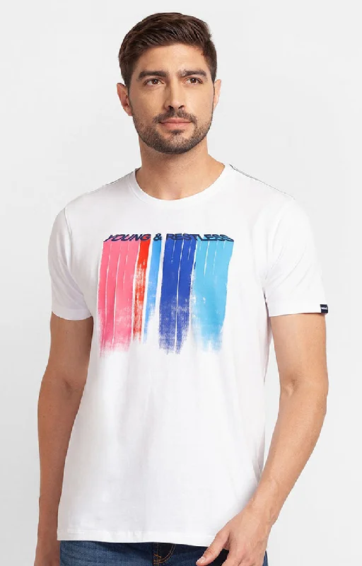 Weekend Savings Spree Spykar White Cotton Half Sleeve Printed Casual T-Shirt For Men Weekend Savings Spree Spykar White Cotton Half Sleeve Printed Casual T-Shirt For Men