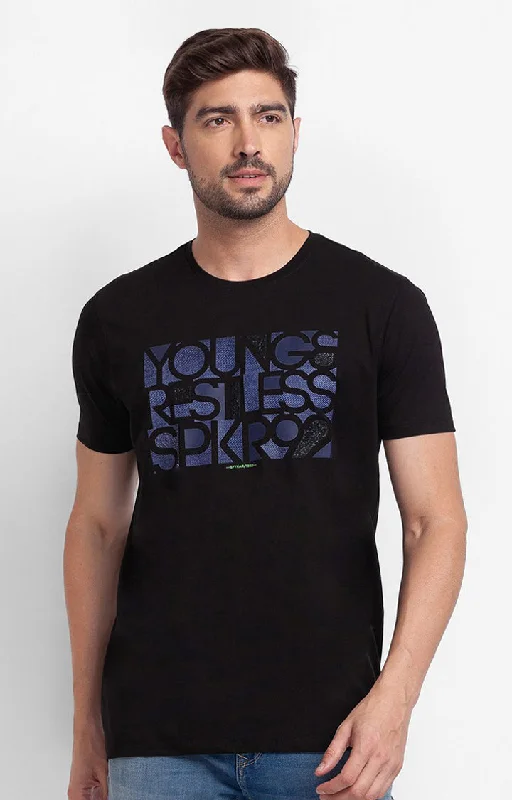 Celebrate the Weekend with Discounts Spykar Black Cotton Half Sleeve Printed Casual T-Shirt For Men Celebrate the Weekend with Discounts Spykar Black Cotton Half Sleeve Printed Casual T-Shirt For Men