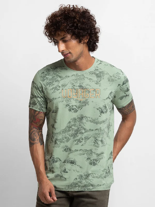 Weekend Bargains to Relish Spykar Dusty Pista Green Cotton Half Sleeve Printed Casual T-Shirt For Men Weekend Bargains to Relish Spykar Dusty Pista Green Cotton Half Sleeve Printed Casual T-Shirt For Men