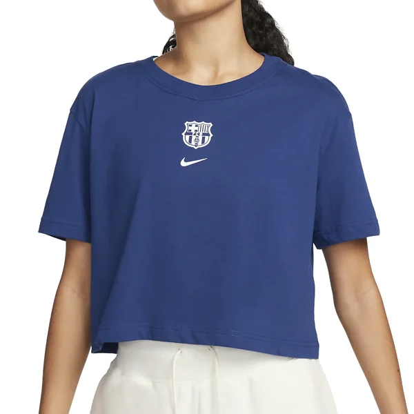 Quick Deals Nike Womens Barcelona Crest Crop T-Shirt (Deep Royal Blue)