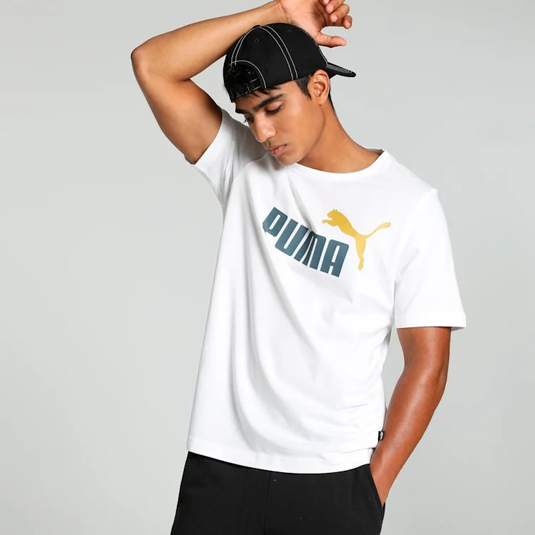 Weekend Bargains Just for You PUMA MEN'S ESSENTIALS 2-COLOR LOGO WHITE TEE